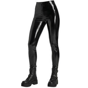 Black Latex Faux Leather Legging Pants High Shine DOMINATRIX Sexy Goth Alt